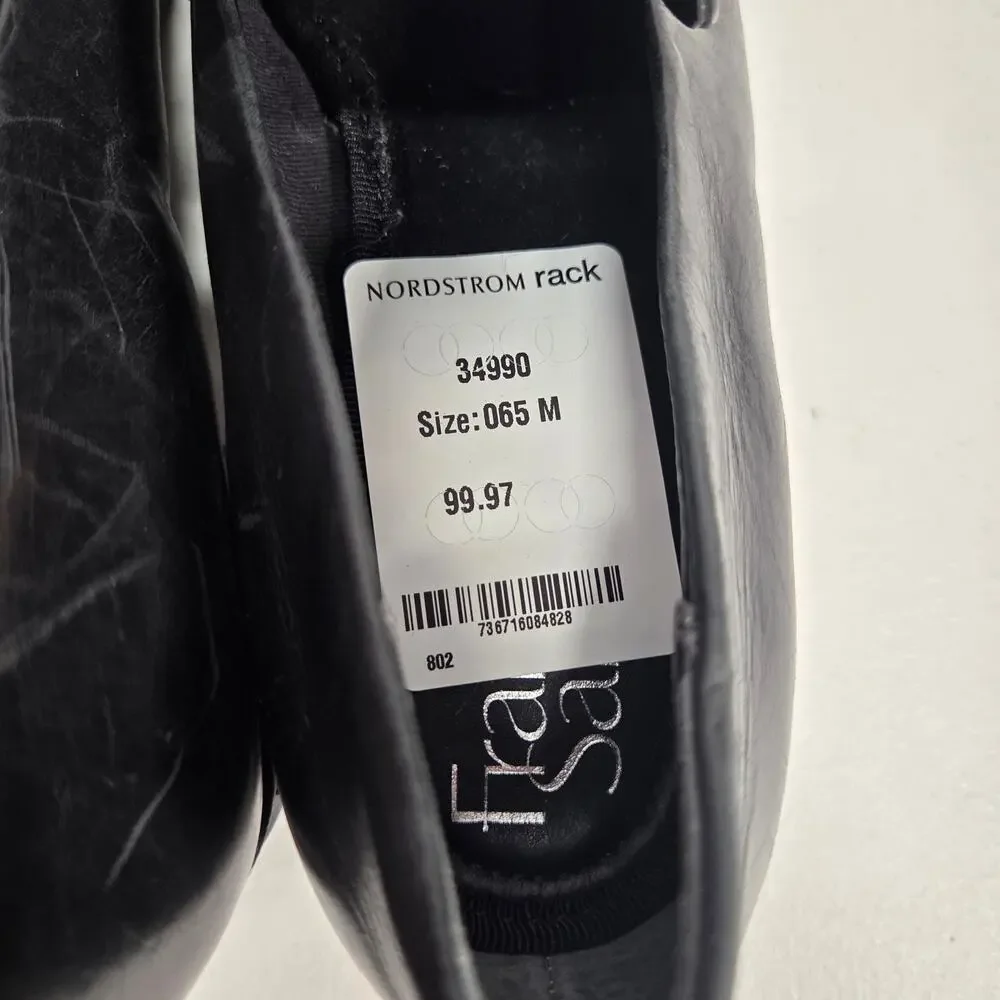 Franco Sarto New Bocca Black Leather Loafers Block Heel Womens 6.5M Slip On NWOT